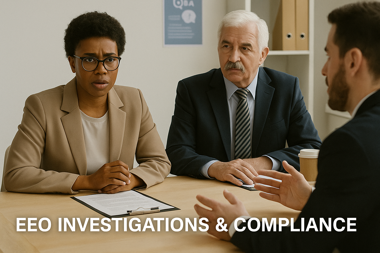 Professional workplace investigation discussion