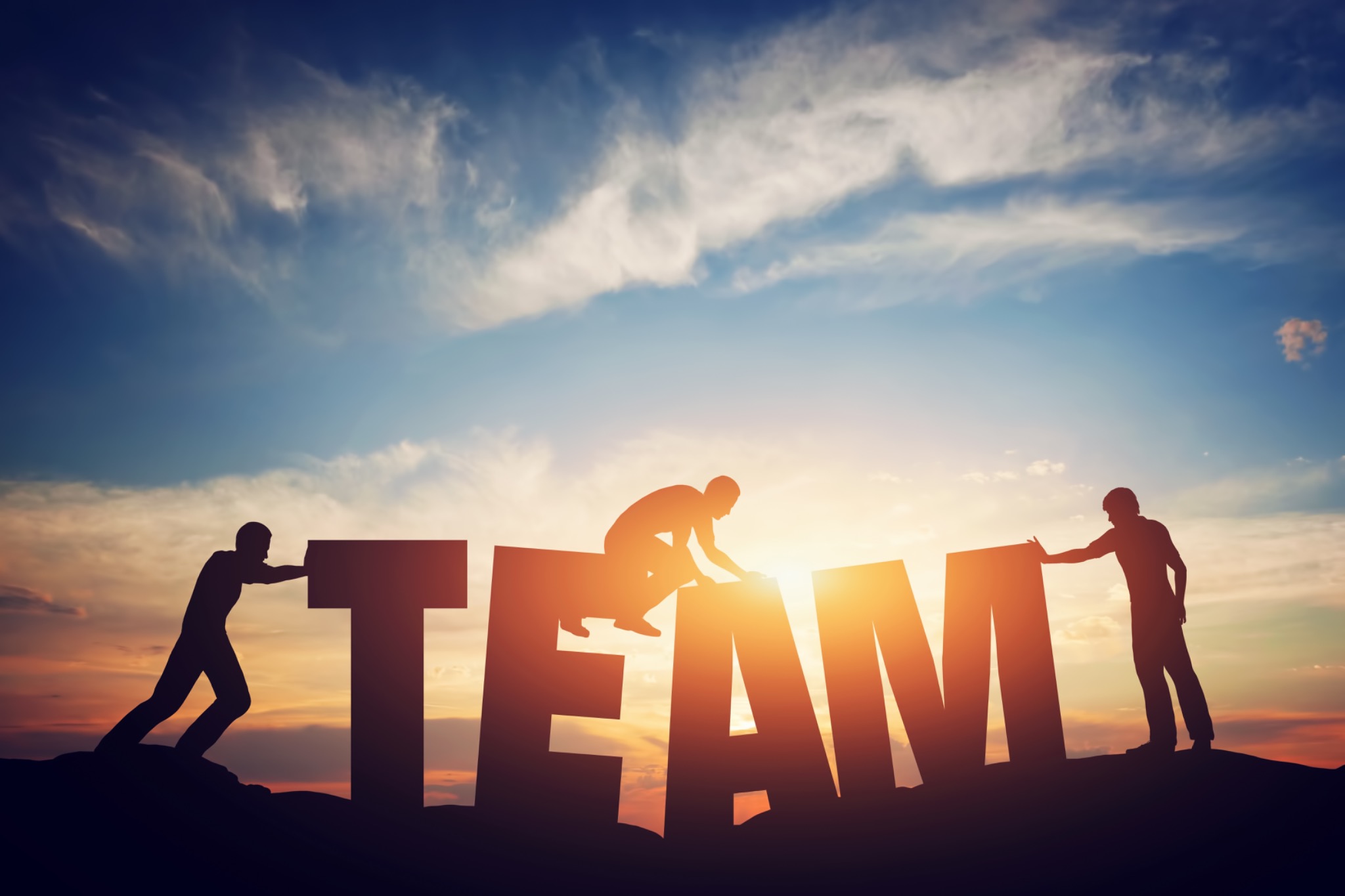 Teamwork concept representing integrated workplace services